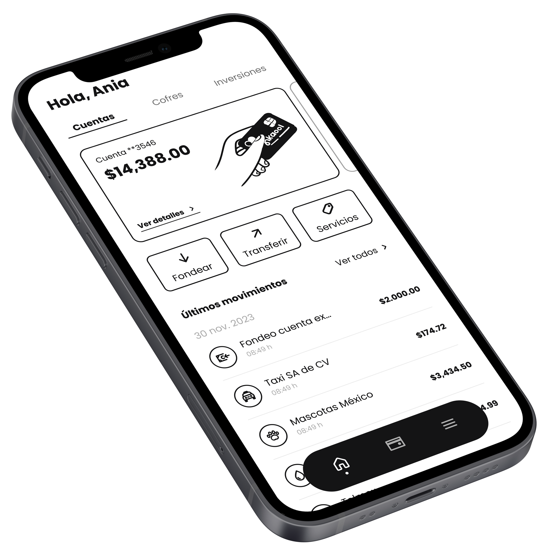 Persona usando la app de Bankaool en su celular